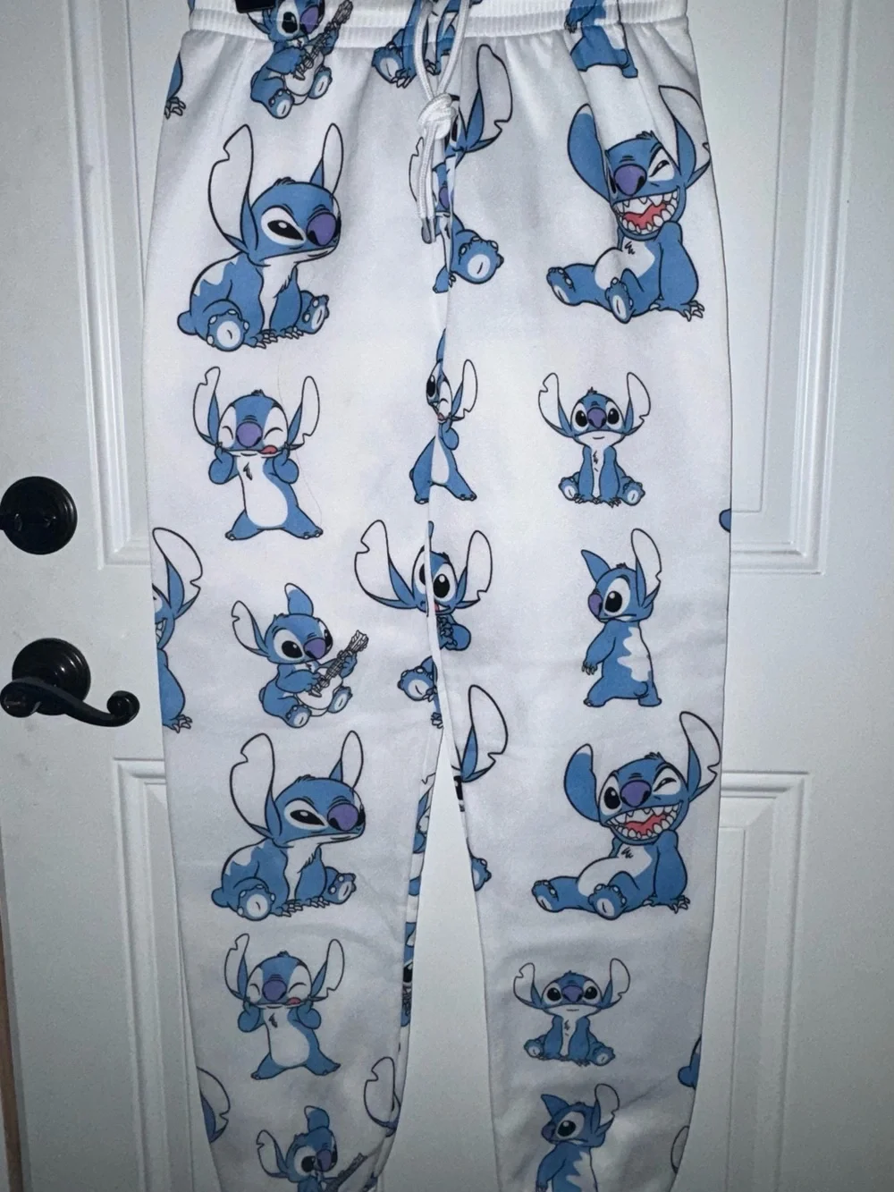 Disney White and Blue Stitch Print Kids Pajama Bottoms